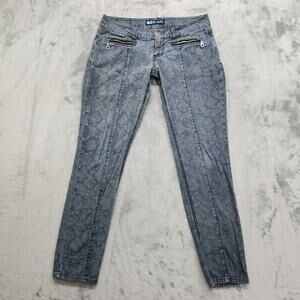 Noble Jeans Womens 9 Juniors Blue Snake Skin Denim Low‎ Rise Skinny Zip Pockets